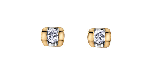 10K Yellow Gold Stud Diamond Earrings 0.06CTW.