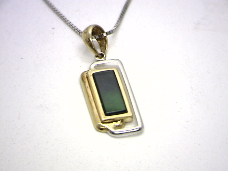 14K Two Tone Gemstone Pendant CTW.