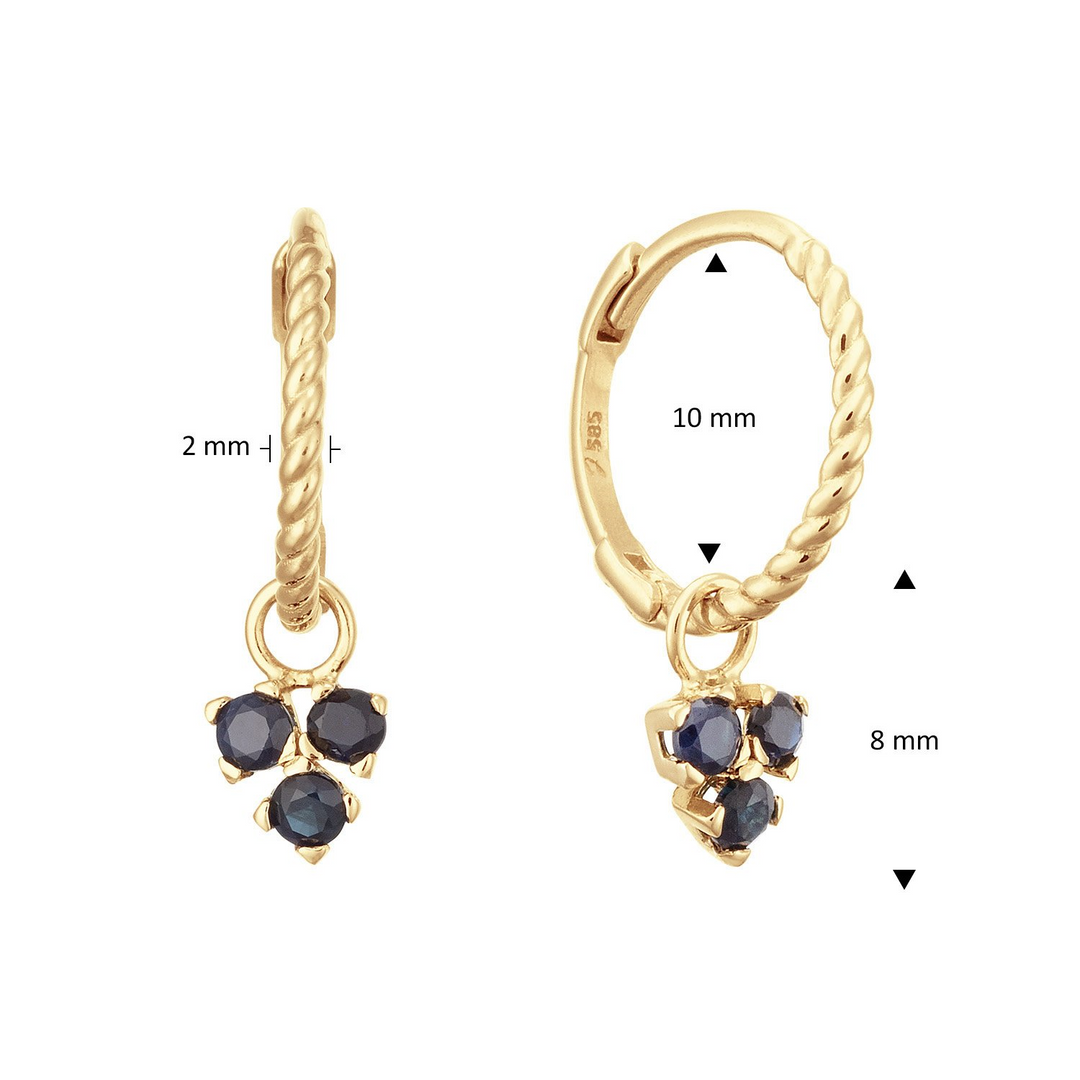 14K Yellow Gold Small Hoop Gemstone Earrings CTW.