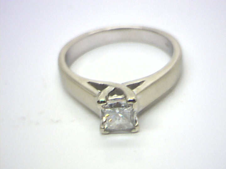 14K White Gold 0.71 Princess Cut Split Shank Diamond Engagement Ring