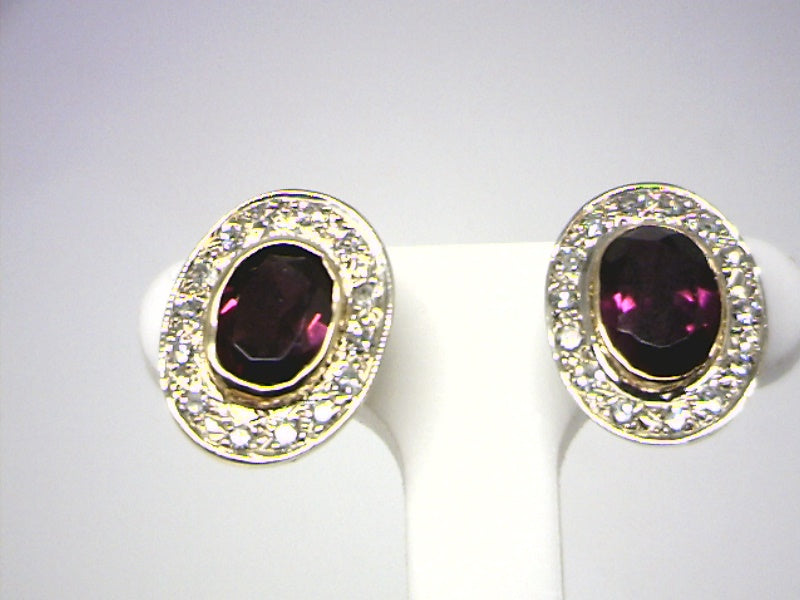 14K Two Tone Stud Gemstone Earrings CTW.