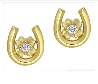 10K Yellow Gold Stud Diamond Earrings 0.05CTW.