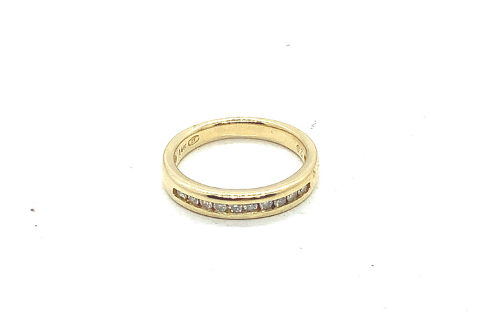 Women's 14K Yellow Gold 0.20 Round Brilliant Cut Half Anniversary Diamond Wedding Band