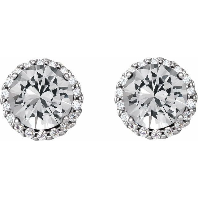 14K White Gold Stud Halo Diamond Earrings 0.40CTW.