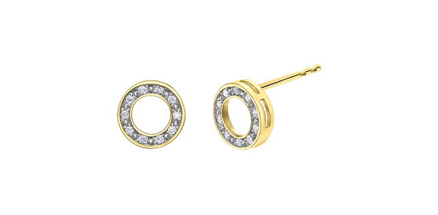 10K Yellow Gold Stud Diamond Earrings 0.10CTW.