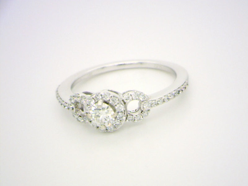 14K White Gold 0.23 Round Brilliant Cut Halo Diamond Engagement Ring