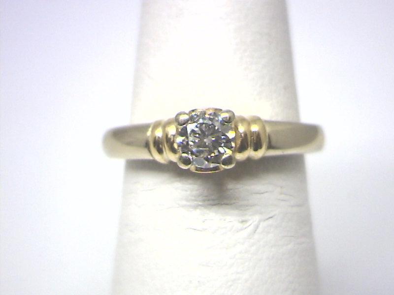 14K White/Yellow 0.40 Round Brilliant Cut Solitaire Diamond Engagement Ring