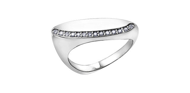 Women's 10K White Gold 0.10 Round Brilliant Cut Diamond, Fashion Ring