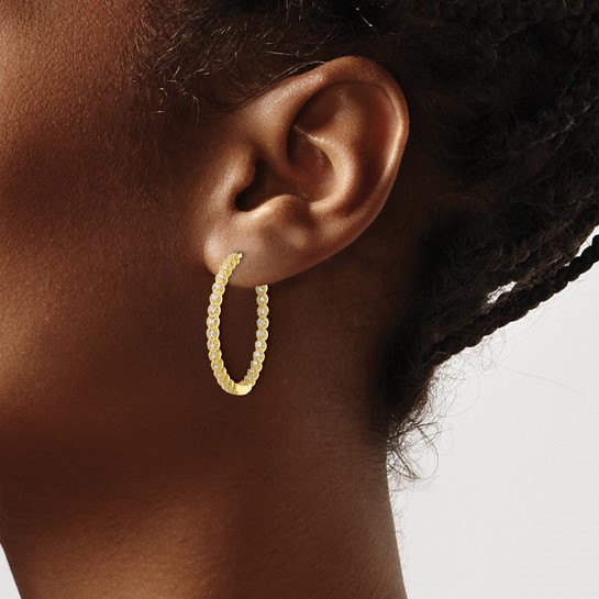 Sterling Silver Yellow Gold Medium Hoop Silver Earrings