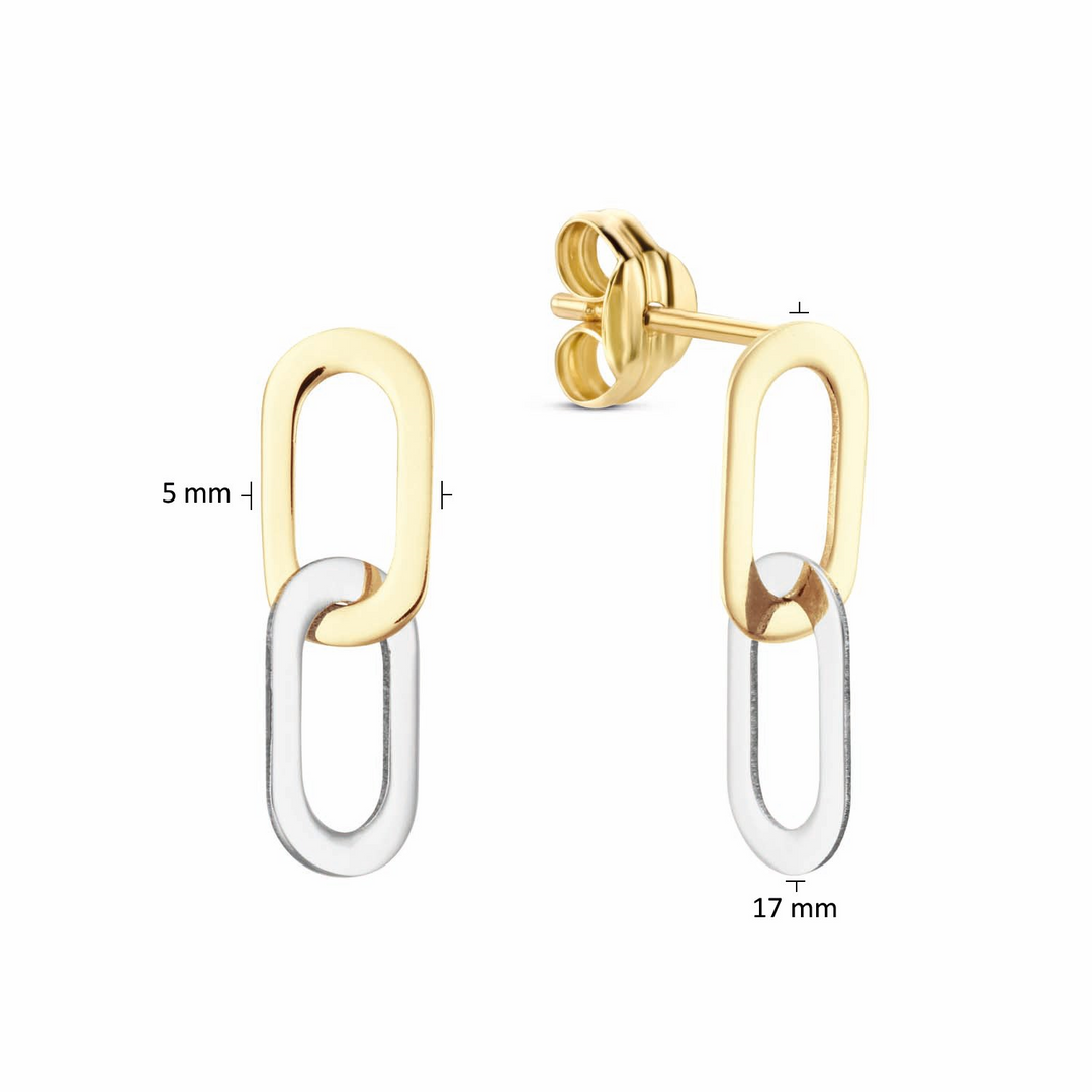 14K Two Tone Drop Gold Earrings