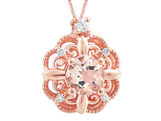 10K Rose Gold Gemstone Pendant 0.02CTW.