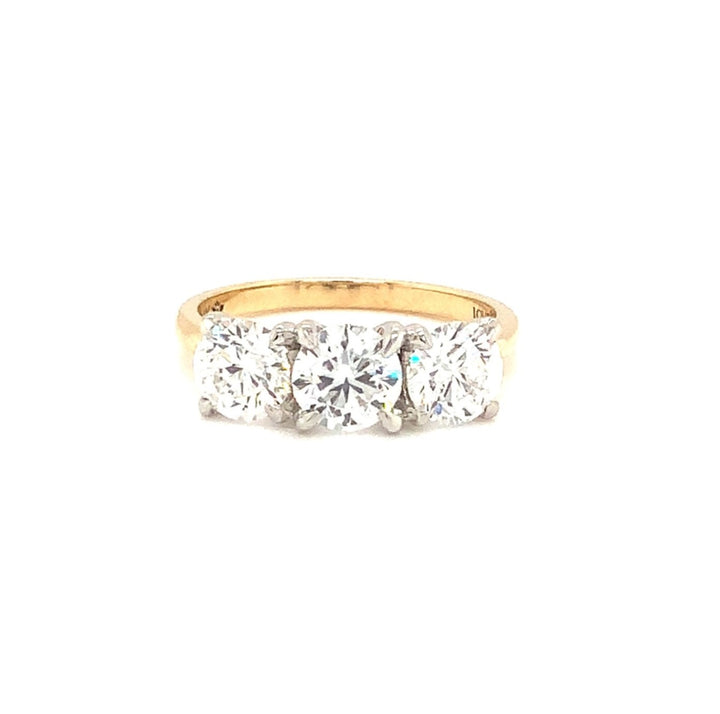 14K Two Tone 2.00 Round Brilliant Cut Three Stone Diamond Engagement Ring