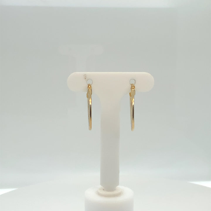 14K Two Tone Small Hoop Gold Earrings