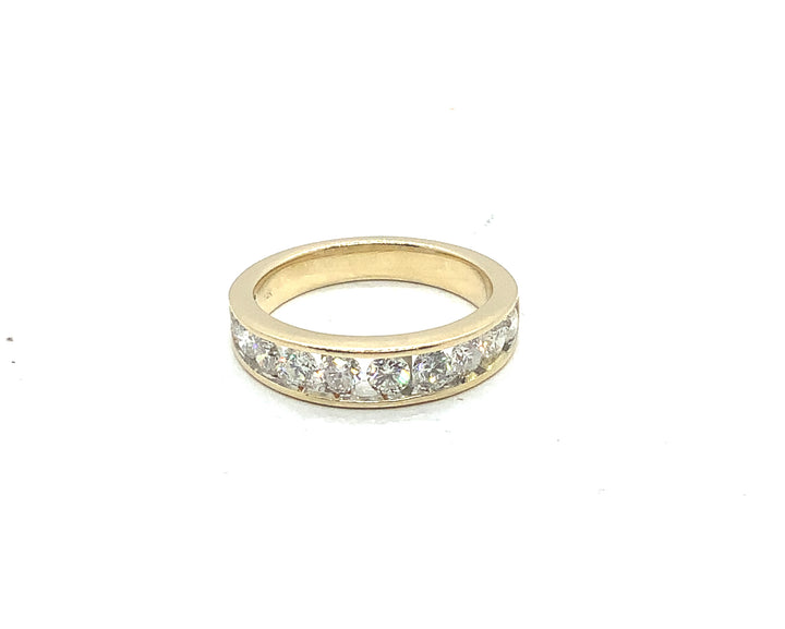 14K Yellow Gold 1.00 Round Brilliant Cut Channel Set Diamond Anniversary Ring