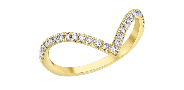 Women's 10K Yellow Gold 0.216 Round Brilliant Cut Diamond, Fashion Ring