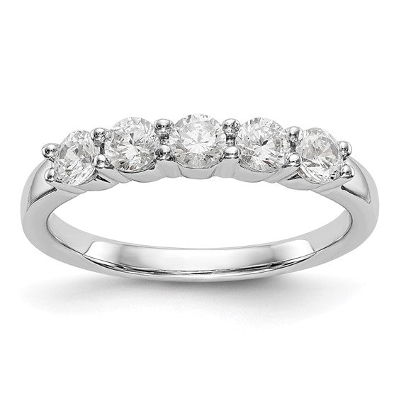 14K White Gold 0.66 Round Brilliant Cut Half Anniversary Diamond Anniversary Ring