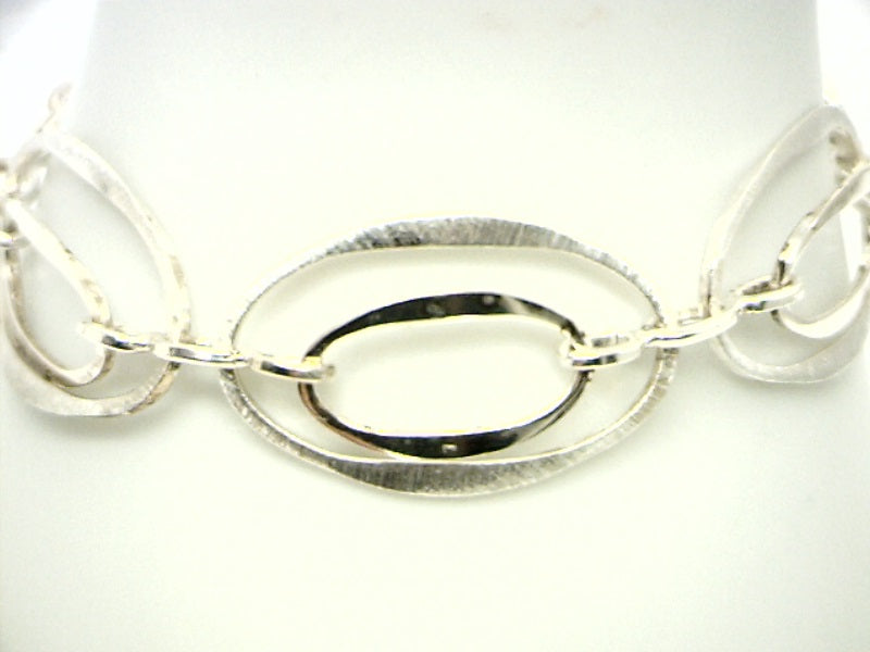 Sterling Silver White Gold Fancy Link 7.5 ", Weight 12 ,Silver Bracelet