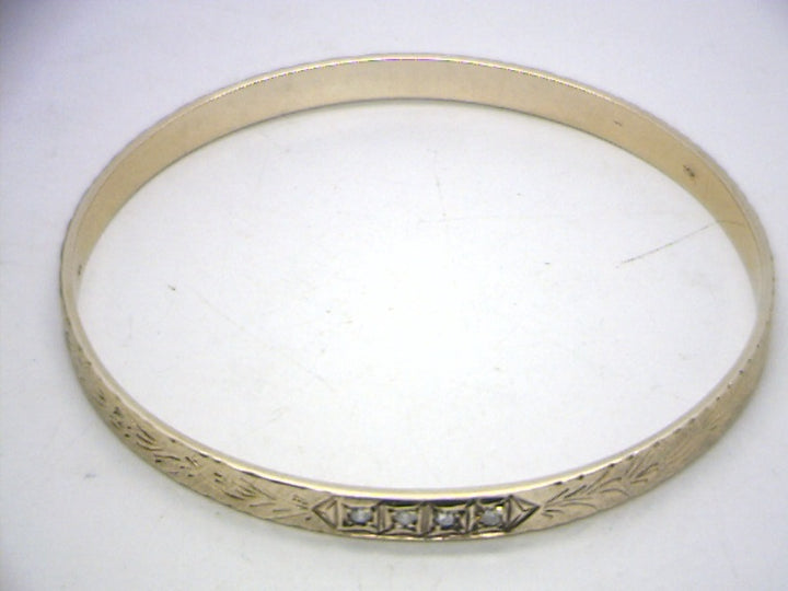 10K Yellow Gold 0.08CT Diamond Bangle Bracelet