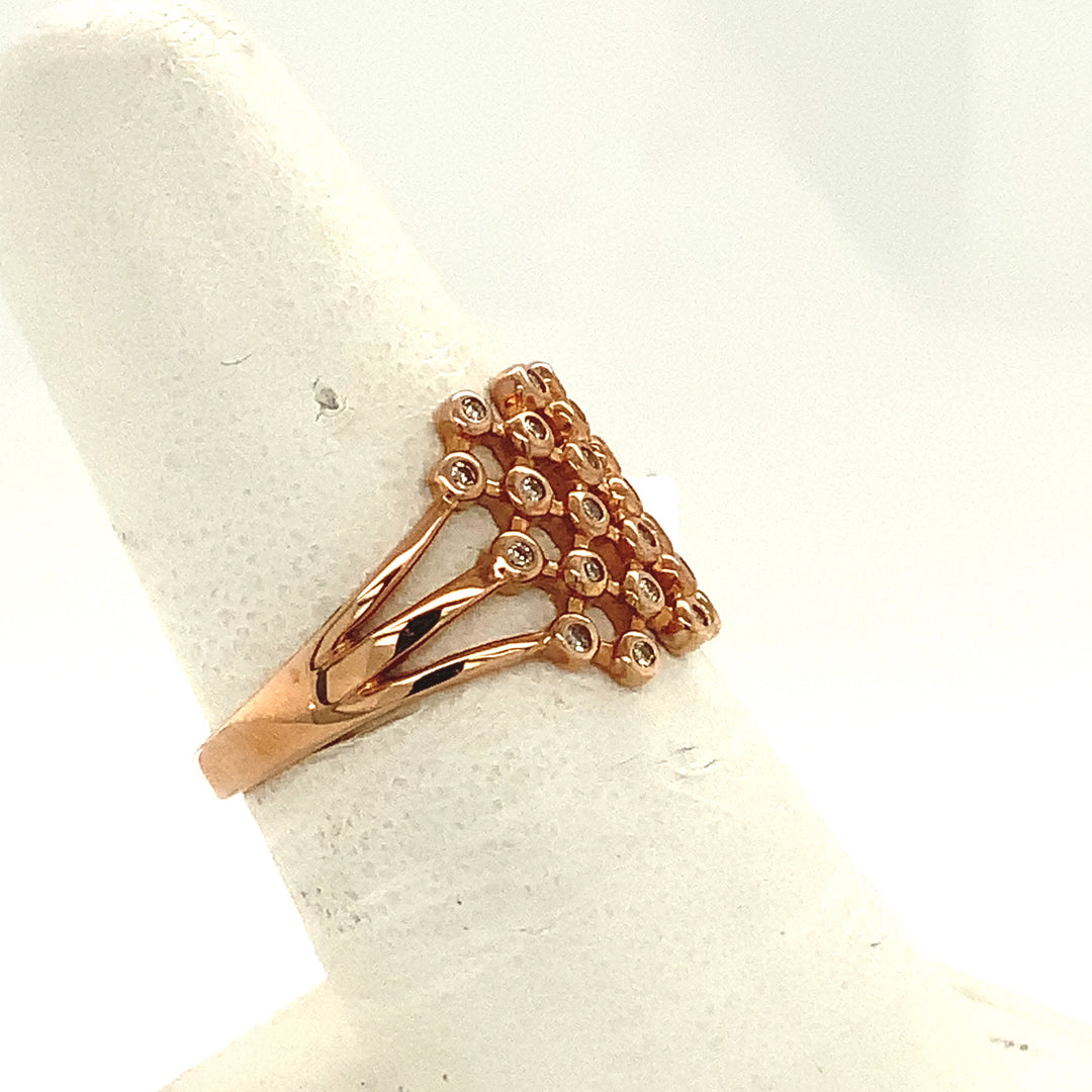 Women's 10K Rose Gold 0.12 Round Brilliant Cut Diamond, Fashion Ring