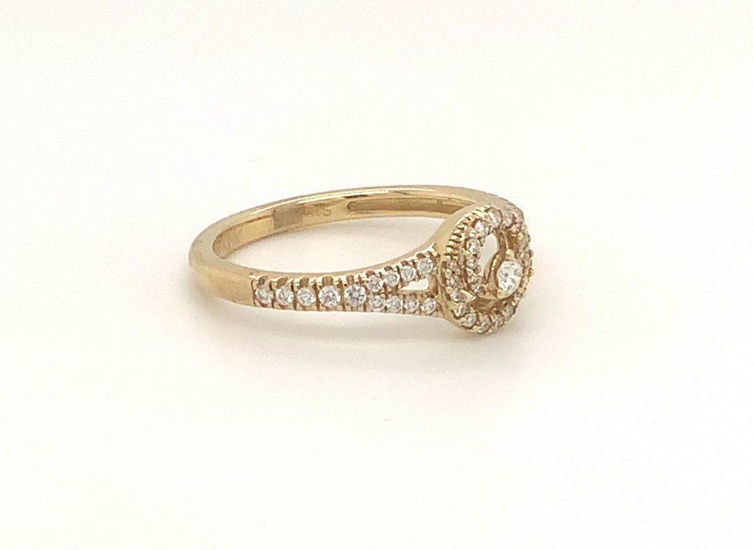 Women's 10K Yellow Gold 0.25 Round Single Cut Diamond, Fashion Ring