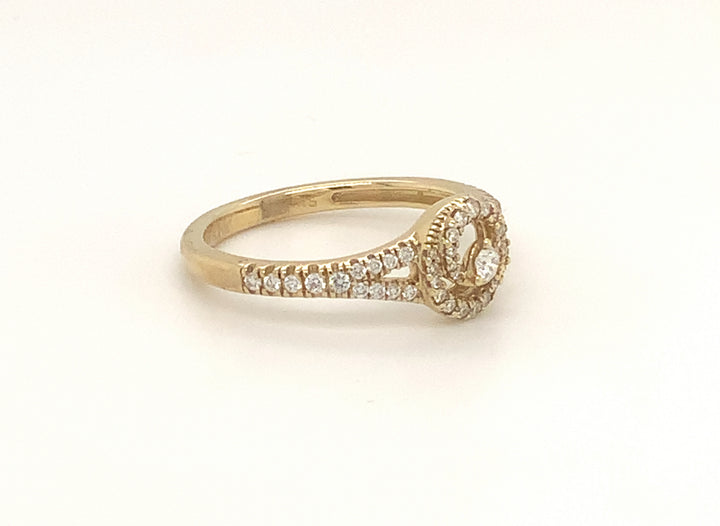 Women's 10K Yellow Gold 0.25 Round Single Cut Diamond, Fashion Ring