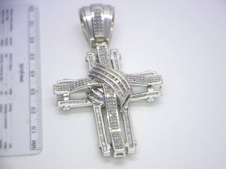 10K White Gold Cross Diamond Pendant 1.00CTW.