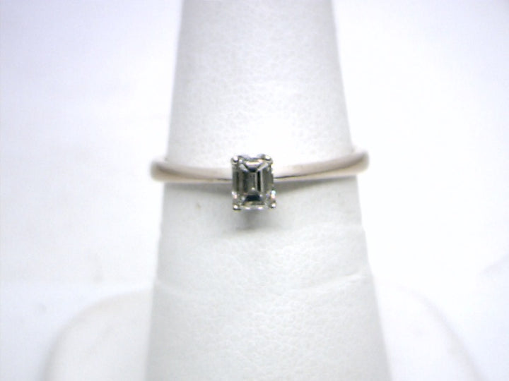 14K White Gold 0.50 Emerald Cut Solitaire Diamond Engagement Ring