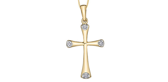 10K Yellow Gold Cross Diamond Pendant CTW.