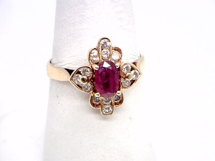 14K Yellow Gold Cluster Gemstone ring CTW.