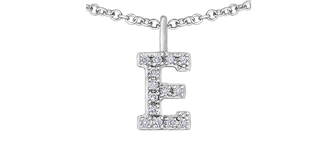 10K White Gold INITIAL Diamond Pendant 0.07CTW.