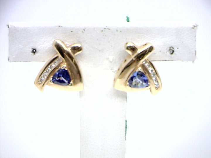 14K Yellow Gold Button Gemstone Earrings 1.50CTW.