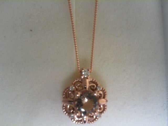 10K Rose Gold Gemstone Pendant 0.02CTW.