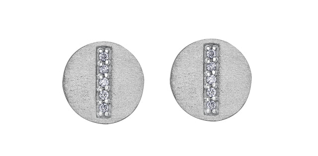 10K White Gold Stud Diamond Earrings 0.04CTW.