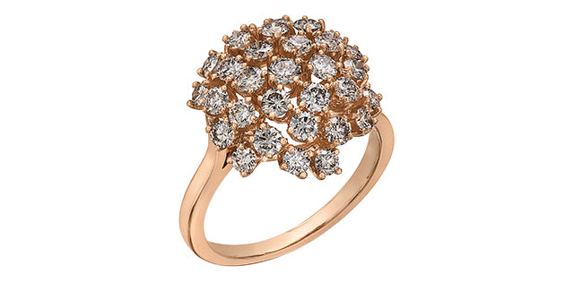 Women's 14K Rose Gold 1.05 Round Brilliant Cut Diamond, Fashion Ring