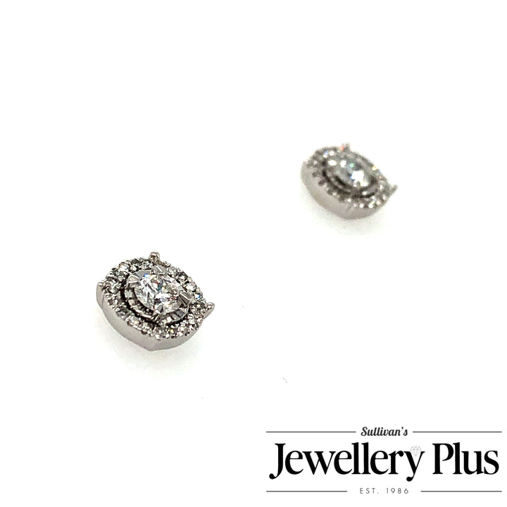 14K White Gold Stud Diamond Earrings 0.42CTW.