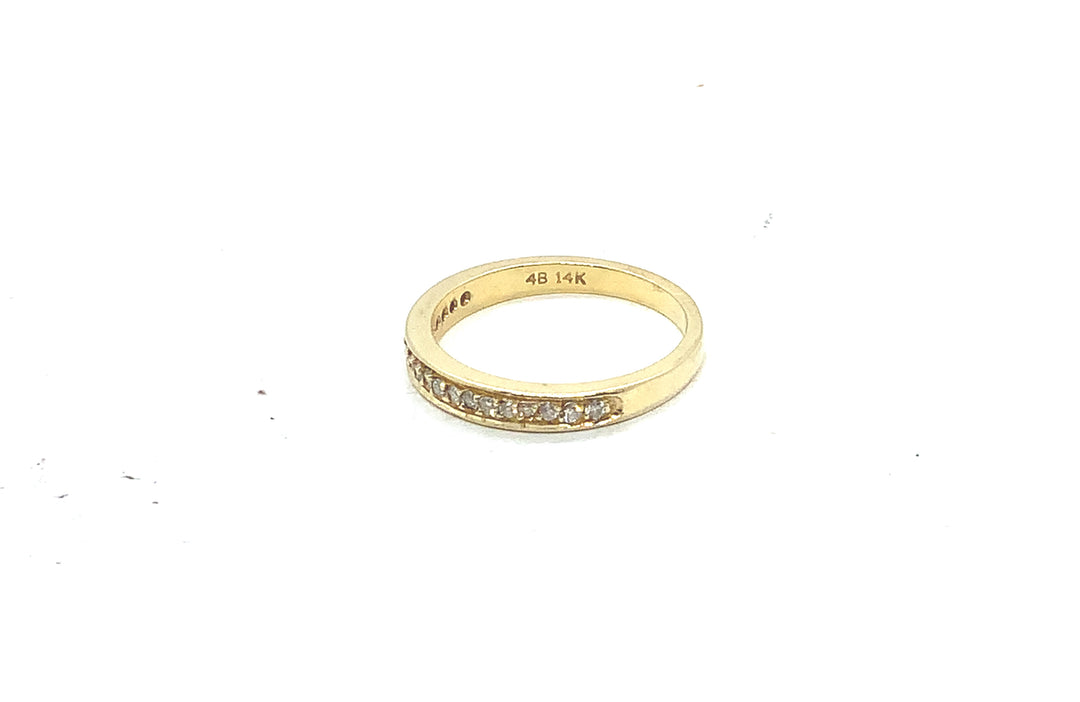 Women's 14K Yellow Gold 0.20 Round Brilliant Cut Half Anniversary Diamond Wedding Band