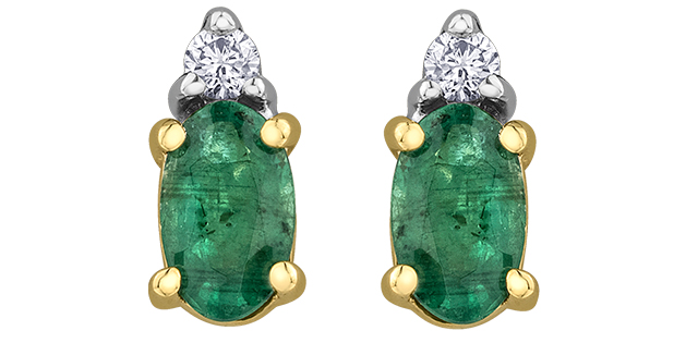 10K Yellow Gold Stud Gemstone Earrings CTW.