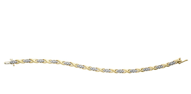 10K Yellow Gold 0.10CT Diamond Tennis Bracelet