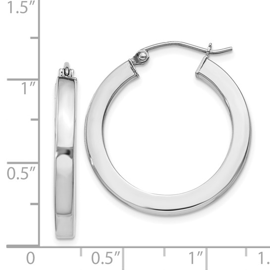 Sterling Silver White Gold Large Hoop Silver Earrings