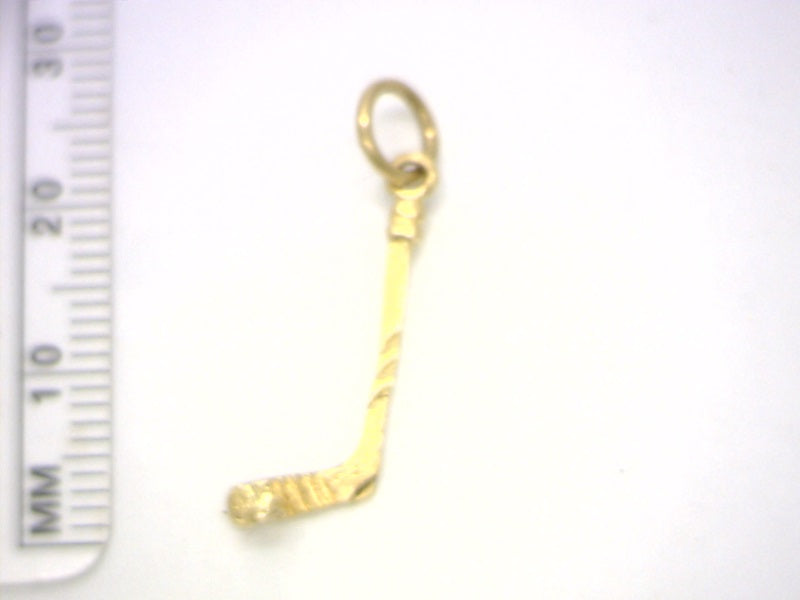 10K Yellow Gold Hockey Stick, Weight 0.52 Grams, Gold Pendant