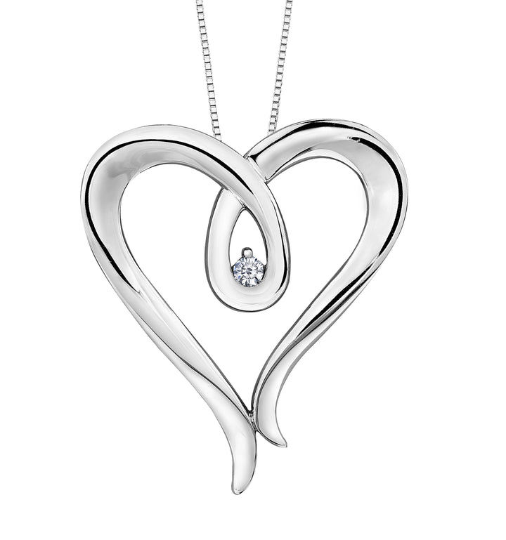 Sterling Silver Heart Diamond Pendant 0.04CTW.