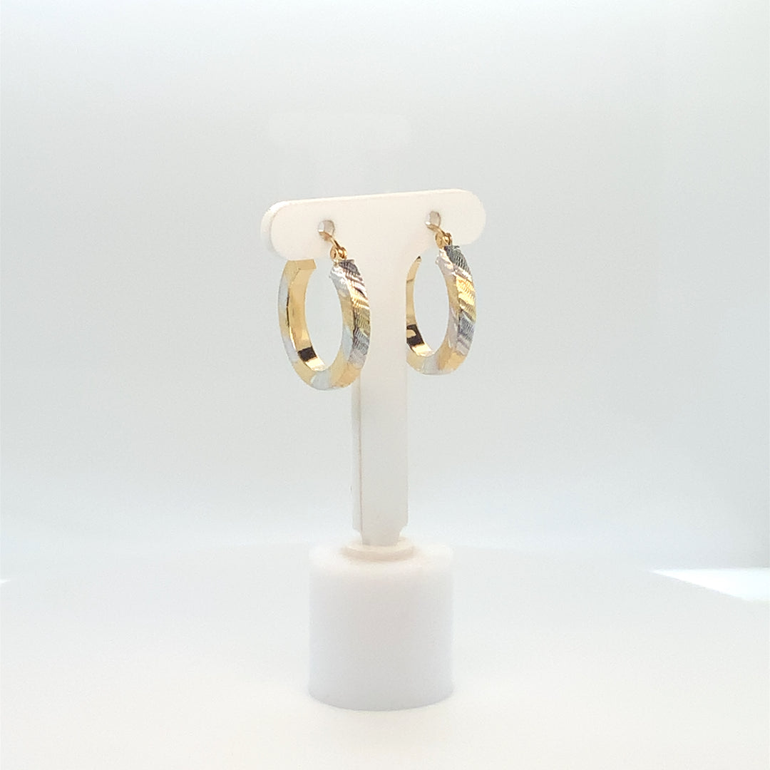 14K Two Tone Small Hoop Gold Earrings