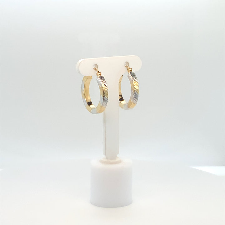 14K Two Tone Small Hoop Gold Earrings