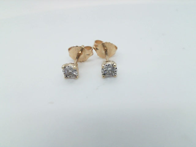 10K Two Tone Stud Diamond Earrings 0.10CTW.