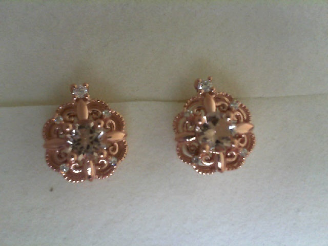 10K Rose Gold Stud Gemstone Earrings 0.04CTW.