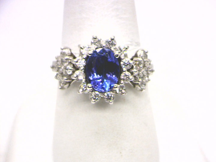 10K White Gold Cluster Gemstone ring 2.00CTW.