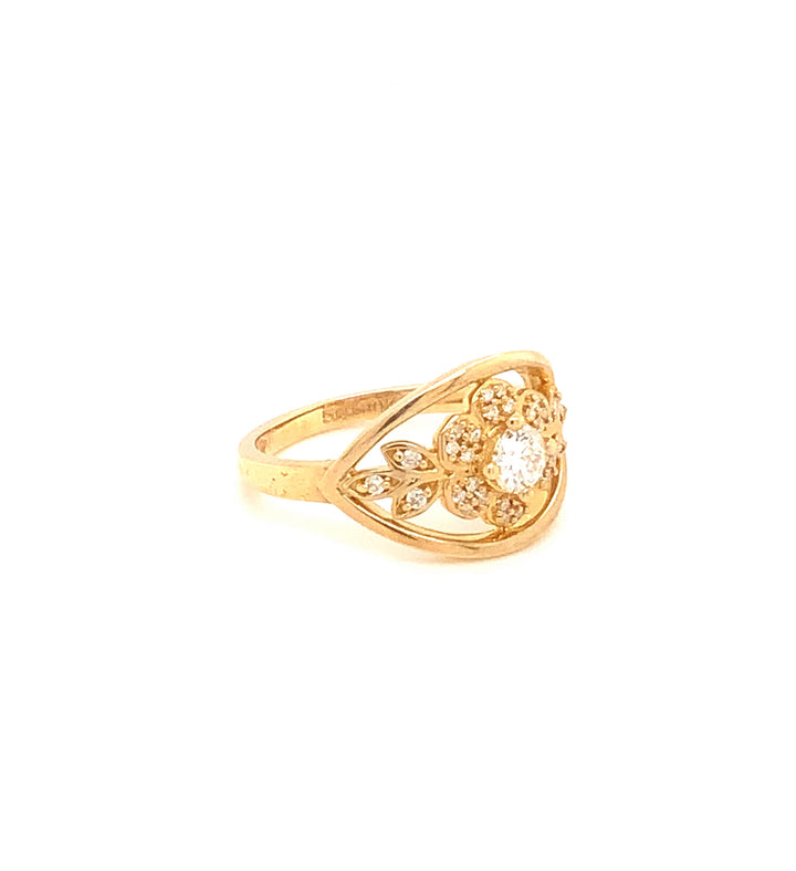 Women's 10K Yellow Gold 0.23 Round Brilliant Cut Diamond, Fashion Ring