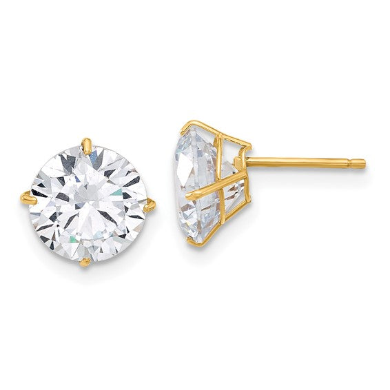 10K Yellow Gold Stud Gemstone Earrings CTW.