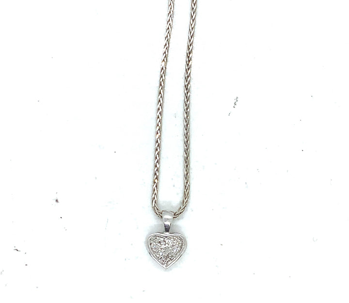 14K White Gold Heart Diamond Pendant CTW.