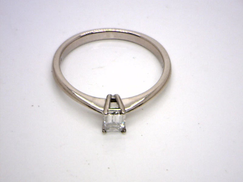 14K White Gold 0.50 Emerald Cut Solitaire Diamond Engagement Ring